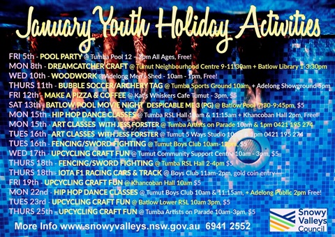 2018 January youth holiday activities