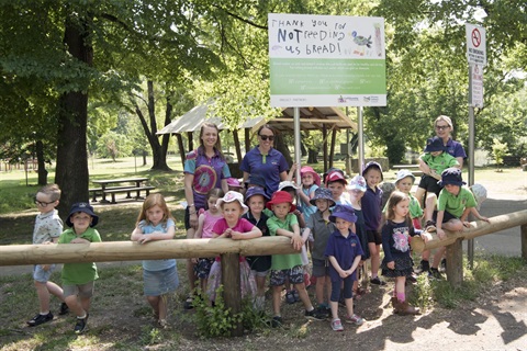 20191101 - Students and Teachers from Tumut Community Preschool in front of their new sign.jpg