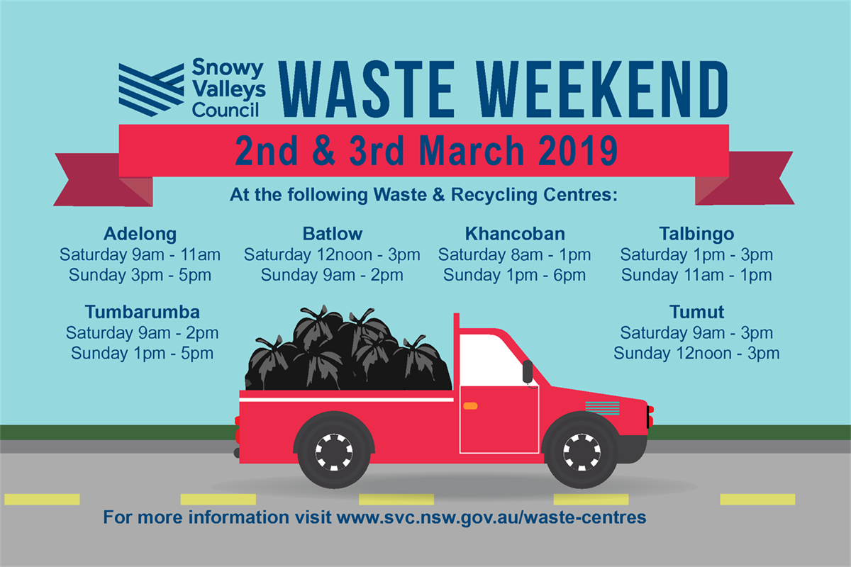 Waste Weekend March 2019 Snowy Valleys